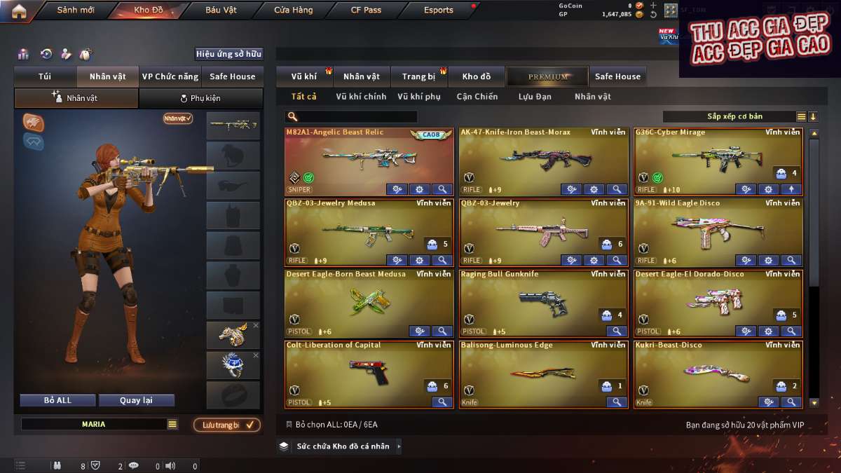 shop acc cf uy tin gia re